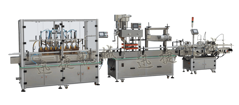 灌裝機(jī)+全自動(dòng)封蓋機(jī)（自動(dòng)理蓋，自動(dòng)扣蓋，自動(dòng)旋壓蓋）+貼標(biāo)機(jī)